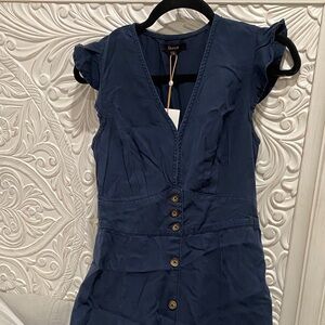 Quince Deep Blue Button-Front Dress